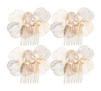 Ciieeo 4 Pezzi Pettine Laterale per Chioma da Sposa Fiori, Accessorio per Chioma Nuziale in Lega e Plastica Oro, Stile Vintage Barocco, per Raccolto e Matrimonio