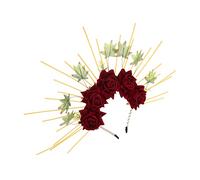 Ciieeo 4 Pz Fascia Halo di Nostra Signora fascia della dea cosplay fascia in velo Copricapo femminile bandana headband Copricapo decorativo oggetto fotografico per feste tessuto rosso