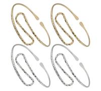 Ciieeo 4pezzi Bracciale Rigido per Donna Design a Onde Minimalista Fascia per Parte Superiore del Braccio in Oro e Argento Regolabile per Feste e Uso Quotidiano