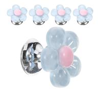 Ciieeo 5 Pezzi Pulsante Serbatoio Wc a Forma di Fiore Blu, Pressa Ausiliaria per Scarico Bagno, Accessorio Compatibile per Coperchio Water, Funzionamento Silenzioso e Montaggio Stabile