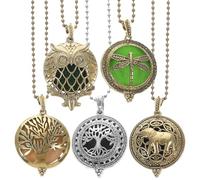 Ciieeo 5pezzi Collana di Oli Essenziali Diffusore Collana Ciondolo per Aromaterapia da Donna Catena per Aromaterapia Diffusore Colore Casuale Stili multipli