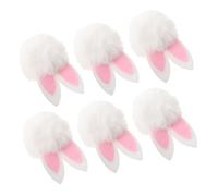 Ciieeo 6 Mini Ciondoli Pasquali a Forma di Coniglietto di Peluche, Pompon con Orecchie da Coniglio Morbidi per Lavoretti Fai da Te e Fermagli per Chioma, Decorazioni Primaverili