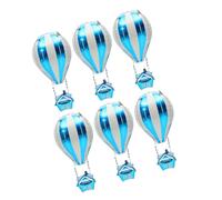 Ciieeo 6 Palloncini Mongolfiera in Foglio di Alluminio 3d Blu per Feste di Compleanno, Decorazioni Sospese per Shower e Feste a Tema Viaggio