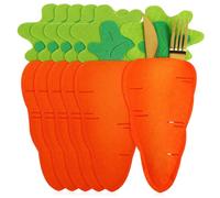 Ciieeo 6 Pezzi Sacchetti Portaposate a Forma di Carota per Feste di Pasqua, Buste per Forchette e Coltelli in Feltro, Decorazioni Pasquali per Tavola e Organizzazione Posate