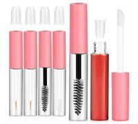Ciieeo 6 Pezzi Tubetti Mascara Vuoti con Scovolino, Flaconi Eyeliner e Lucidalabbra Ricaricabili Rosa con Tappo a Vite, Contenitori Cosmetici Portatili per Viaggi e Uso Quotidiano
