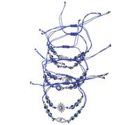 Ciieeo 6pezzi Braccialetto con Perline Anti-malocchio da Braccialetti di Corda Regolabili con Ciondoli Forma di Occhio Sferico Gioielli Portafortuna Turchi per Donne Feste Preghiere