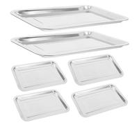 Ciieeo 6pezzi Teglia da Forno in Quadrata Teglia per Arrosti Teglie per Dolci in Acciaio Inossidabile Piastra per Grigliare Teglie da Forno per Arrostire Pollo Forniture per Cottura al