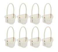 Ciieeo 8 Pezzi Cesto in Vimini, Cestino Portaoggetti da Tavolo, Bianco, in Plastica Rattan e Bambù, Facile da Trasportare, Stile Pastorale, per Raccolta Frutta e Verdura