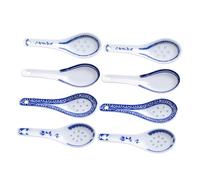 Ciieeo 8 pezzi Cucchiai da Zuppa Wonton in Blu e Bianca Cucchiai Asiatici Versatili per Minestra Dessert e Antipasti Resistenti e Facili da
