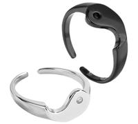 Ciieeo Anelli di Coppia Yin Yang Regolabili in Lega Resistente Set da 1 Paio Bicolore Nero Oro Bianco Oro Gioielli Decorativi per Fidanzamento e Festa degli Innamorati