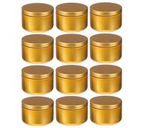 Ciieeo Barattoli Rotondi in Alluminio da 50ml per Candele e Gel, 12 Pezzi Riutilizzabili, Facili da Usare, per Conservazione e Viaggio Natalizio