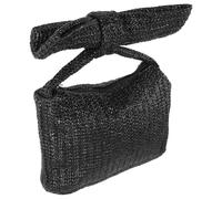 Ciieeo Borsa a Mano e Pochette Elegante da Donna Fiocco, Borsa per Feste e Viaggio in Paglia Nera, Tracolla Rustica ad Alta Capacità per Cerimonie e Serate Gala