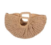 Ciieeo Borsa da Spiaggia Intrecciata Vintage per Donna, Caffè | Poliestere Leggero, Design Chic e Delicato, Portatile e Riutilizzabile, per Shopping e Passeggio
