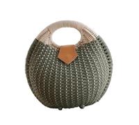 Ciieeo Borsa Donna in Rattan Verde a Forma di Conchiglia Design a Bottone per Sicurezza e Ampio Spazio di Archiviazione, per Uso Quotidiano e Feste