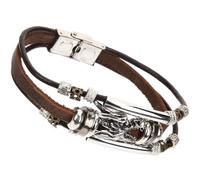 Ciieeo Bracciale Punk da Uomo Testa di Drago in Cuoio e Lega | Catena al Polso dal Look Cool, Leggero e Robusto, Adatto a Surf e Feste in Spiaggia