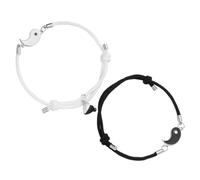 Ciieeo Braccialetti per Coppie Regolabili in Lega Sicura Design Cuore Tai Chi Bianco e Nero Bracciale Coordinato da Polso per Festa degli Innamorati Matrimonio e Anniversari