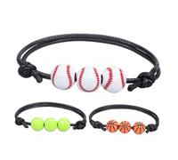 Ciieeo Braccialetti Sportivi da Polso Regolabili Ciondoli Pallina da Tennis, Baseball e Basket, Set da 3 Pezzi Chic per Fan e Atleti, Accessori per Eventi Sportivi e Feste