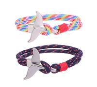 Ciieeo Braccialetto a Coda Di Balena 2 Pezzi Set Paracord Catena Di Corda Resistente Uomo Donna Stile Nautico Casual Uso Quotidiano