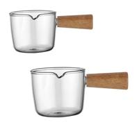 Ciieeo Caraffa graduata in vetro resistente al calore per caffè e latte, con manico, per casa, bar, ristorante, mini brocca per latte, misura media, piccola