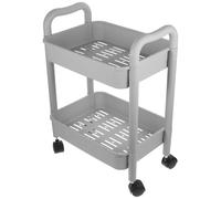 Ciieeo Carrello a Rulli Multipiano in Plastica Pp Grigio 2 Livelli, Organizer Mobile Ruote Girevoli per Cucina, Bagno e Ufficio, Scaffale Salvaspazio Compatto per Piccoli Ambienti