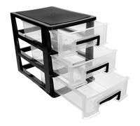 Ciieeo Cassettiera 3 Strati in Plastica Nera, Organizer Portatile per Ufficio e Soggiorno, Design Multi-cassetto per Massimizzare lo Spazio e Facilitare L'ordine