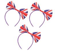 Ciieeo Cerchietti per Chioma Fiocco Union Jack 3 Pezzi, Fasce Leggere Indeformabili per Feste e Eventi Britannici, Accessori Chioma Decorativi per Ragazze e Fan di Calcio