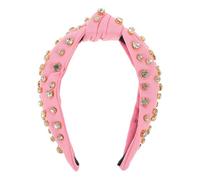 Ciieeo Cerchietto Annodato per Donna Rosa con Brillanti e Gioielli Fascia Larga Morbida Decorata Perline Accessorio Chioma Elegante per Feste Scuola e Uso Quotidiano