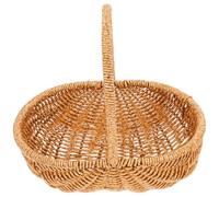 Ciieeo Cestino da Picnic Intrecciato a Mano Portafrutta Portatile in Rattan Resistente, Cesto Alimentare Multifunzionale per Outdoor, Giardino e Campeggio, Cestino Portaoggetti