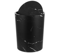 Ciieeo Cestino per Rifiuti Rotondo con Coperchio, Grande Capacità, Nero | Plastica, Anello Ferma Sacco e Apertura a Bilico, per Soggiorno e Cucina, Design Moderno Raffinato