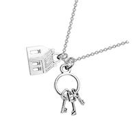 Ciieeo Collana con Ciondolo a Forma di Casa e Chiave in Lega, Catena per Maglione alla Moda, Gioiello Unisex per Inaugurazione Casa e Agenti Immobiliari, Accessorio Elegante per