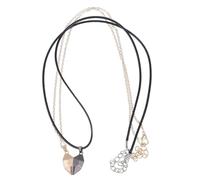 Ciieeo Collana di Coppia Ciondolo a Cuore Puzzle in Lega di Zinco Set da 2 Collane 1 Cordino Nero + 1 Catena Dorata Collane da Donna Moda Regalo per Amanti Uso Quotidiano