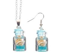 Ciieeo Collana e Orecchini Donna a Forma di Bottiglia dei Desideri Set Gioielli Colorati Piccolo Ciondolo Luminoso al Buio Accessori Leggeri e Resistenti per Regalo e Uso Quotidiano