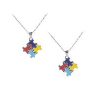 Ciieeo Collana Puzzle per la Consapevolezza dell'Autismo da 2 Pezzi, Collana Delicata e Creativa Ciondolo Colorato, Leggera e Compatta, Regalo Decorativo per Feste e Compleanni
