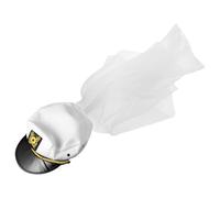 Ciieeo Copricapo da Sposa con Velo Blu Navy, Cappello da Marinaio da Matrimonio per Festa Addio al Nubilato, Cappello da Spiaggia da Capitano Resistente per Cerimonia ed Eventi