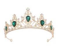 Ciieeo Corona per Chioma da Sposa Classica in Lega Strass Vintage Verde, Corona Regina Elegante per Matrimoni, Feste e Occasioni Speciali, Accessorio Chioma Femminile Robusto e Fermo