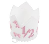 Ciieeo Corona per Mezzo Compleanno Rosa Fiocco Glitter in Poliestere Leggera ed Elastica per Feste e Shower Decorazione Unica e Adorabile