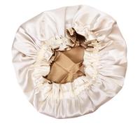 Ciieeo Cuffia da Notte in Tessuto Lucido Beige, Morbida e Traspirante, Berretto Elastico per Dormire e Protezione Chioma Durante Lavaggio del Viso