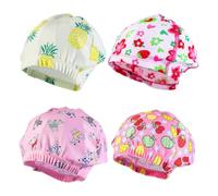 Ciieeo Cuffia da Nuoto in Pvc Super Elastica Stampa Cartoon, 4 Pezzi per Vacanze Estive e Protezione dei Chioma in Piscina Stili multipli