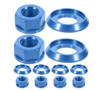 Ciieeo Dado Mozzo Bici M10 in Lega di Alluminio Blu, 6 Pezzi | Corrosione Resistente, per Ruota Anteriore e Manutenzione, per Meccanici e Bici Pieghevoli