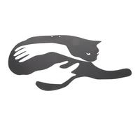 Ciieeo Decorazione da Parete in Metallo Sagoma di Gatto Abbracciato, Ornamento Sospeso Nero per Interni e Balcone, Scultura Murale Artistica per Soggiorno Moderno