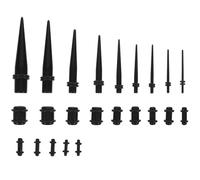 Ciieeo Dilatatore per Orecchio Conico in Acrilico Nero, 23 Pezzi | Espansore per Lobi, Uso Comodo e Delicato, Accessorio Pratico per Piercing, Set da Ventitre Pezzi