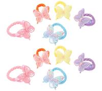 Ciieeo Elastici per Chioma Bambina a Farfalla 10 Pezzi Design Brillante in Corda di Cotone, Dolce Accessorio per Chioma e Anello Asciugamano per Studio e Lavoro