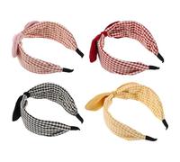 Ciieeo Fasce Larghe per Chioma da Donna Fiocco a Quadri Vintage Copricapo Nodo Elegante in Set da 4 Pezzi Nero Rosso Giallo Rosa per Feste Matrimoni e Uso Quotidiano