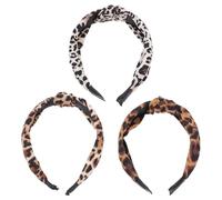 Ciieeo Fasce per Chioma Leopardate Annodate da 3 Pezzi, Cerchietti Larghi Nodo Incrociato, Accessori Moda Donna per Tenere i Chioma Durante la Pulizia del Viso