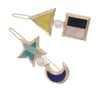 Ciieeo Fermagli per Chioma da Donna 2 Pezzi, Mollette Piccole Perle e Design Geometrico a Forma di Stella e Mezzaluna, Accessori Decorativi per Acconciature Quotidiane e Colore Casuale