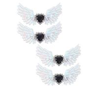 Ciieeo Fermagli per Scarpe a Forma di Piume D’angelo Strass 4 Pezzi, Fermagli Decorativi Versatili in Argento per Cerimonie e Uscite Casual, Stile Gotico