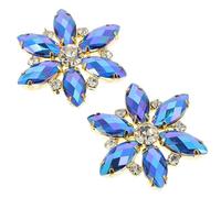 Ciieeo Fermagli per Scarpe in Cristallo a Forma di Fiore, Clip Decorativa Blu Scuro con Strass, Set da 1 Paio Multifunzionale per Sandali, Tacchi e Accessori Moda