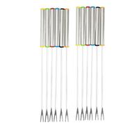 Ciieeo Forchette per Fonduta in Acciaio Inox 24 Cm, Set da 12 Pezzi Miste, Forchette da Dessert e Frutta Impugnatura Termoisolante, Adatte per Barbecue, Picnic e Feste Colore Casuale