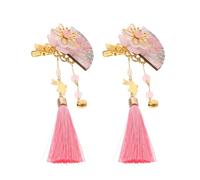 Ciieeo Forcine Giapponesi a Ventaglio 2 Pezzi Rosa, Accessori per Chioma Tradizionali Kimono Nappa, Ornamenti per Chioma Hanfu per Donne Adolescenti in Occasioni Speciali
