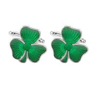 Ciieeo Gemelli per Camicia Uomo a Forma di Trifoglio Verde in Lega, 2 Pezzi Bordi Lisci e Lavorazione Protettiva, Eleganti per Business e St Patrick's Day